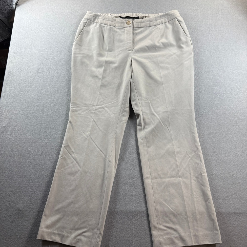 Talbots Heritage Boot Pants Women 14W Beige Petite Stretch MidRise Dress Trouser